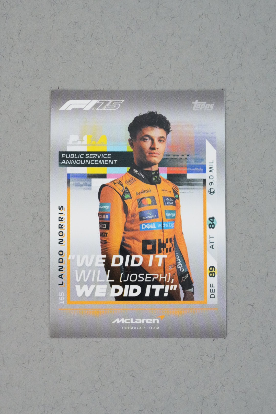 Lando Norris PSA Topps F1 Turbo Attax 2025 165