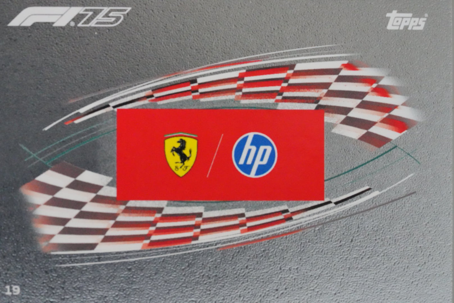 Scuderia Ferrari and HP sponsor logos on foil background from 2025 Turbo Attax team card