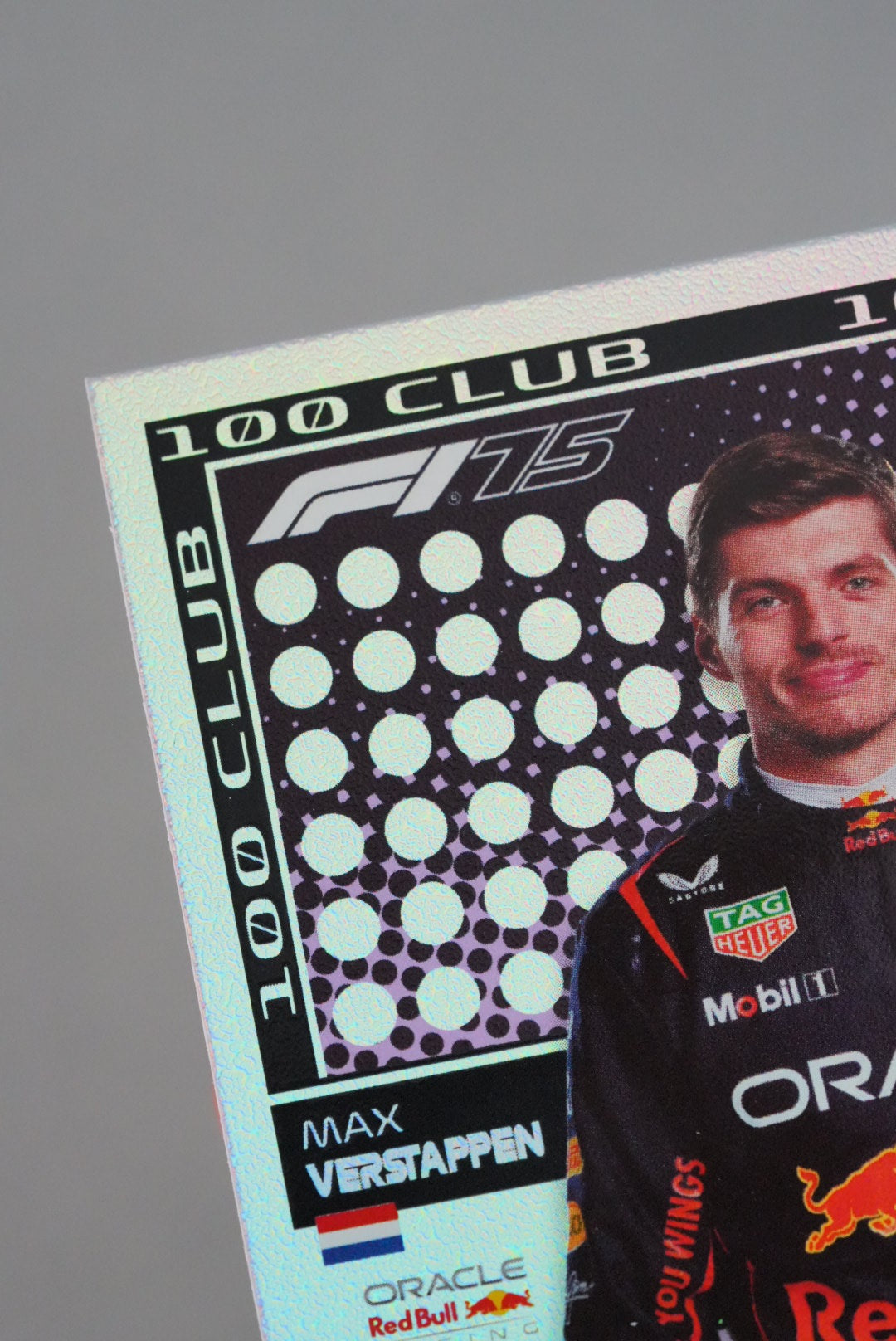 turbo-attax-2025.jpg Close-up of Max Verstappen holographic 100 Club card from Turbo Attax 2025