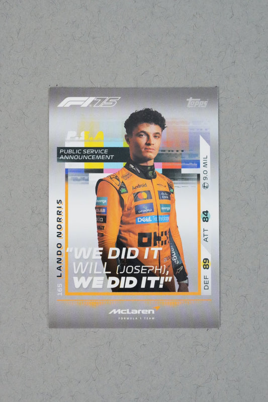 Lando Norris PSA Topps F1 Turbo Attax 2025 165